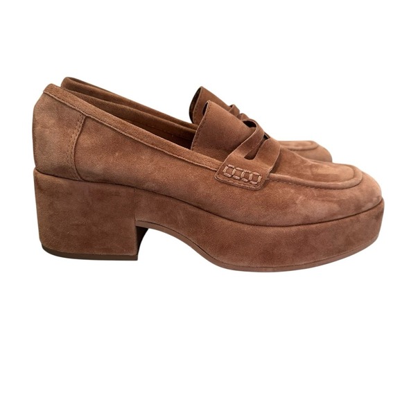 DOLCE VITA Leather‎ Yanni Heel Platform Loafers Ivory Chunky - Picture 1 of 9
